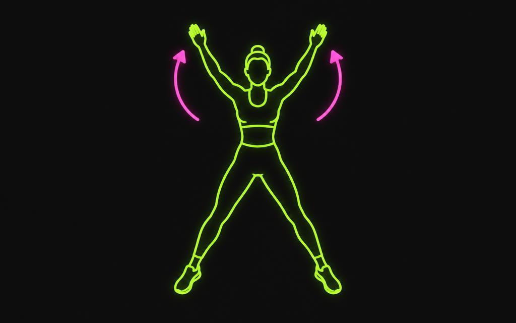 Neonillustration av en person som hoppar stjärnhopp